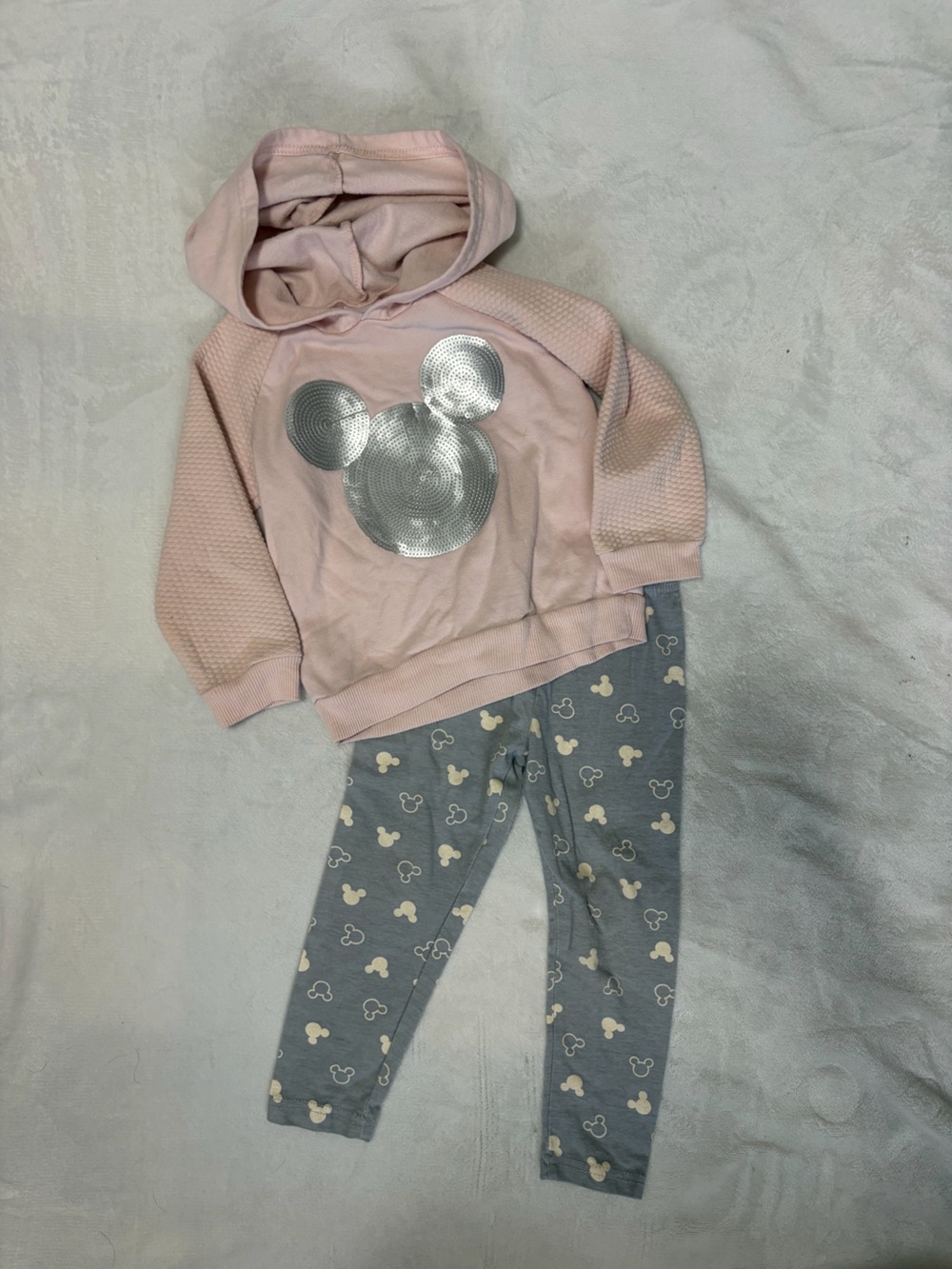 Girls Pink Minnie Mouse Hoodie and Leggings Set